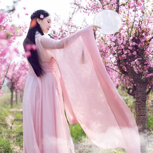 【陌上桃花开】汉服女中国风改良2024秋新款古风连衣裙广袖流仙裙
