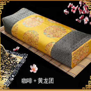 中式仿古枕套宫廷皇帝复古方枕套古代老式长方形护颈枕枕头套丝绸