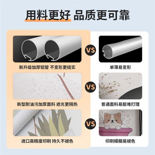 厨房餐厅遮阳卷帘防水防油遮光窗帘2024新款升降卷拉式免打孔拉帘