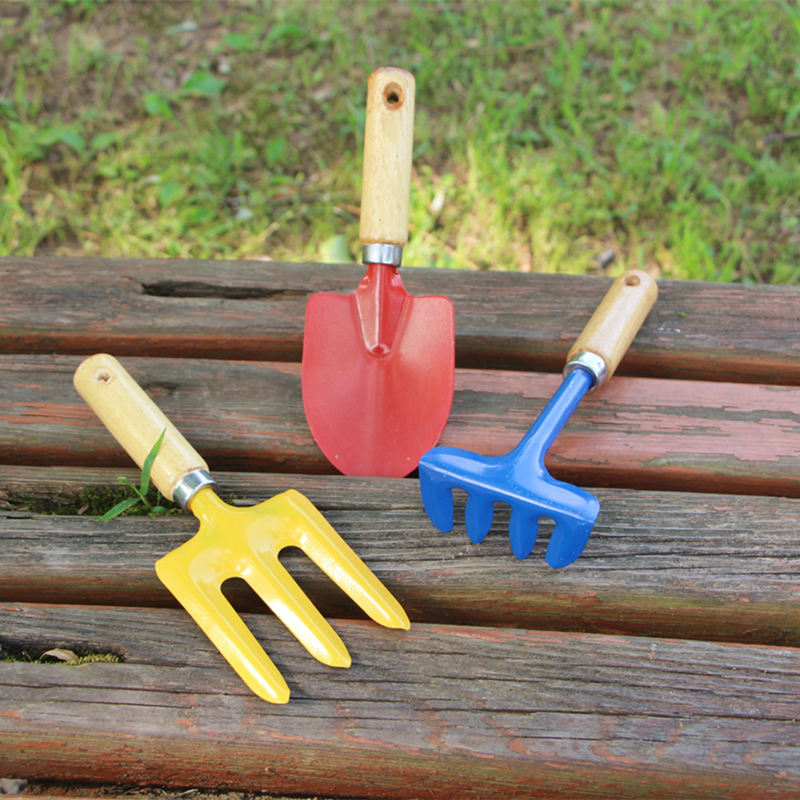 迷你多肉三件套儿童沙滩玩具套装 挖沙小铲子小耙子种花工具包邮