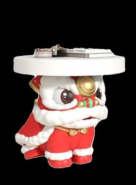 新中式国潮醒狮客厅收纳落地摆件家居电视柜沙发旁床头柜茶几礼物