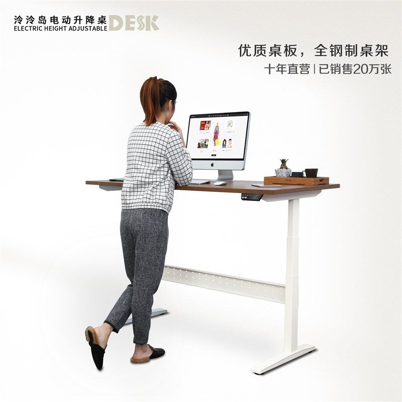 泠泠岛电动升降桌站立办公桌电脑台式桌升降书桌移动桌