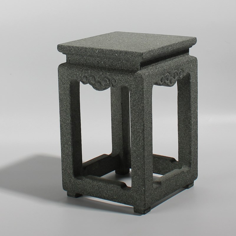 天然青石花盆架石雕手工石头盆台花架案台桌面四方盆景架底座订制