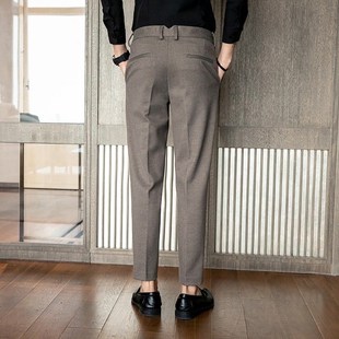 毛呢西裤男士秋冬款2024新款高级感男裤商务正装直筒休闲西装裤子