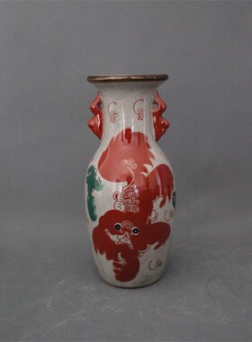 景德镇仿古陶瓷乾隆粉彩太狮少保花瓶家居装饰摆件展柜收藏做旧