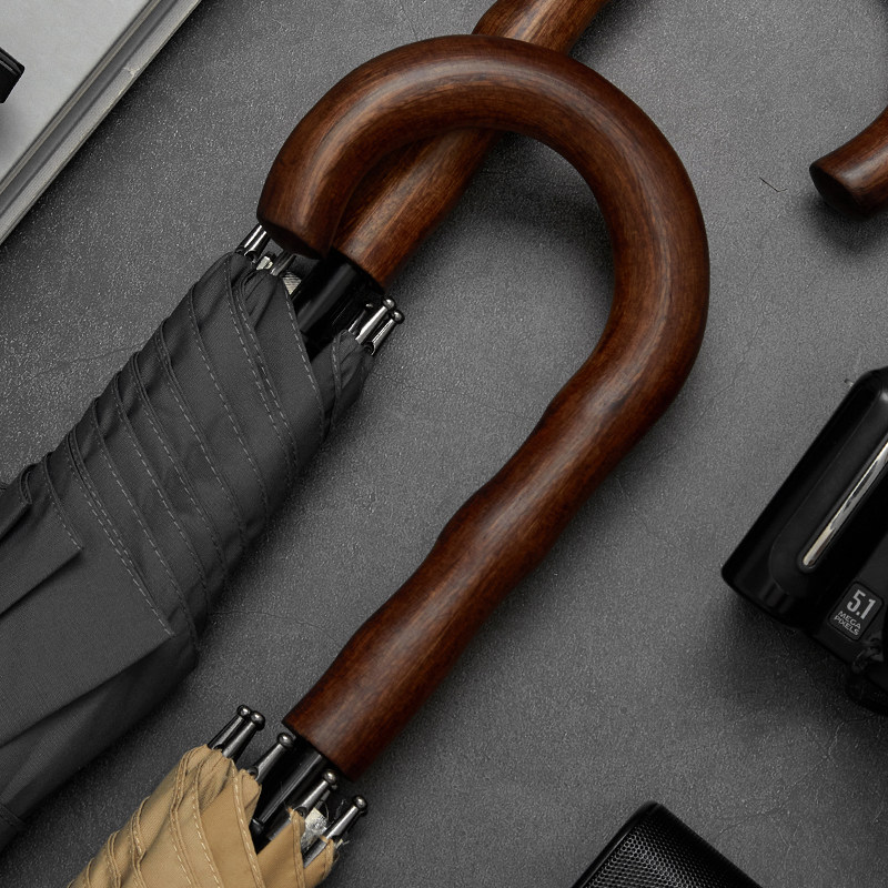 英伦复古长柄伞男士大号双人伞加粗伞骨结实抗风自动弯柄雨伞定制