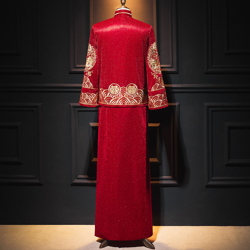 男士结婚秀禾服2021年新款中式婚礼服新郎大码接亲龙凤褂唐装婚服