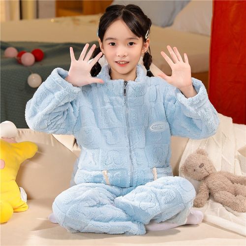 儿童睡衣秋冬季加厚珊瑚绒冬款女童宝宝法兰绒小女孩2024新款套装