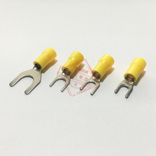 SV5.5-4厚0.7mm  U型叉形冷压预绝缘接线端子线鼻子5-4黄铜500只