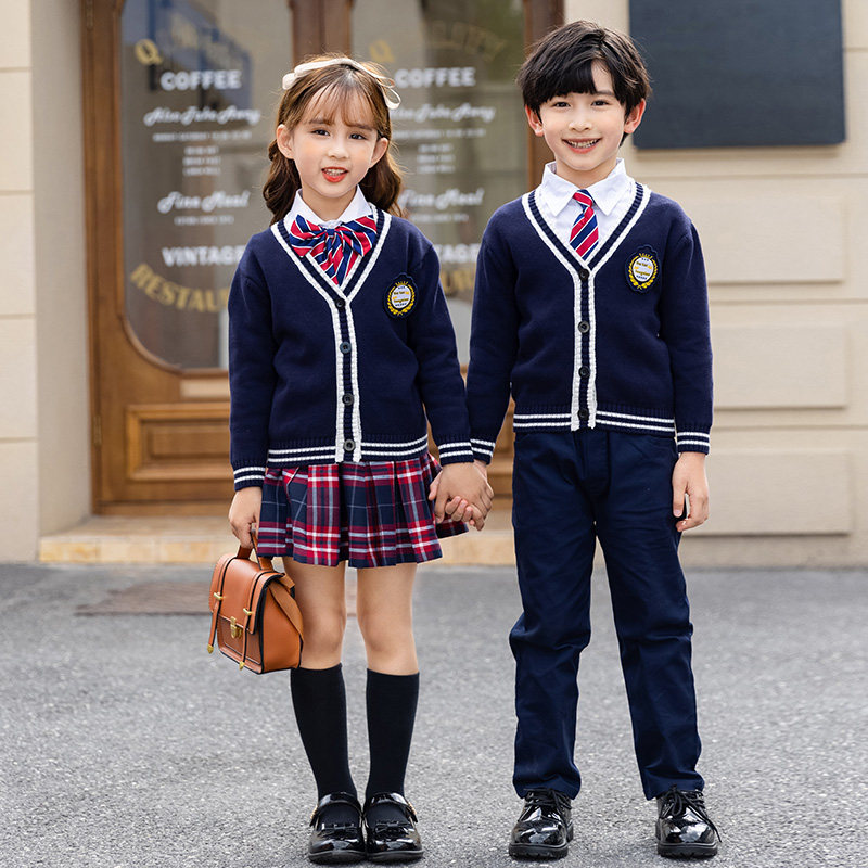 英伦风幼儿园园服校服套装小学生班服春秋背心领结四件套秋季新款
