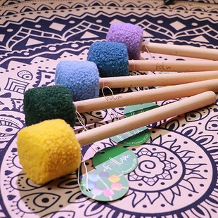 FOL敲棒羊毛铜锣鼓锤颂钵棒彩色音钵棒音疗音乐会手持大号鼓槌棒