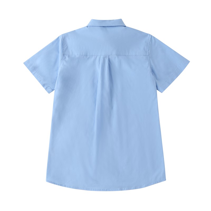英伦风学生夏季纯棉T恤衬衫 男女童长袖短袖蓝色校服衬衣 10C107