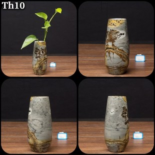 内有多款草花石国画石天然山水画奇石小天珠花瓶可装水不穿底笔筒