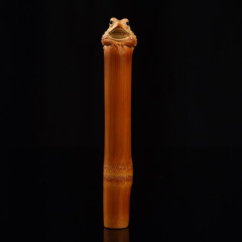 实心竹金蟾蟾蜍竹雕手把件高密度实心玉竹把件根雕金蟾竹子把玩件