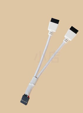 主板USB2.09针转双9针一分二9pin转双9USB屏蔽线编网注塑白色