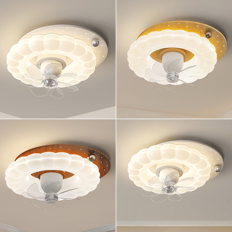 主卧室风扇灯2025新款奶油风摇头电风扇吸顶灯满天星儿童房吊扇灯