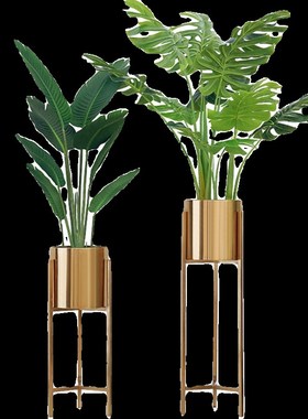 美式落地花瓶金属轻奢摆件客厅欧式创意高档家居电视柜装饰品花艺