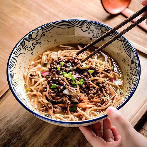 复古面碗日式斗笠碗陶瓷吃面大碗