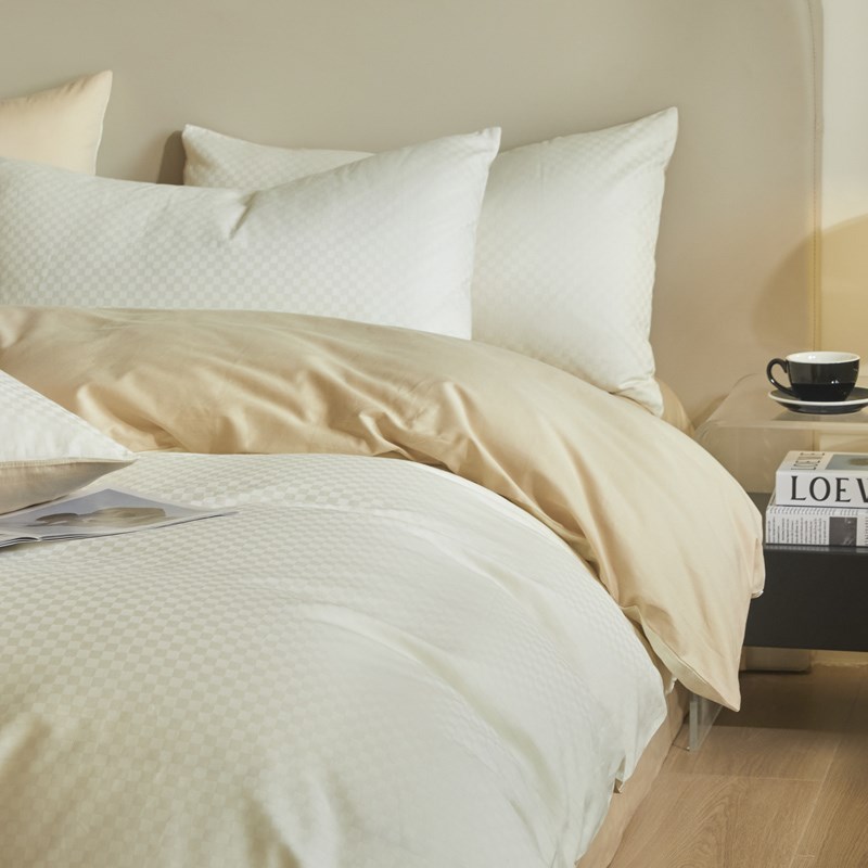 A类纯棉简约床上四件套100全棉轻奢提花床品被套床单床笠款三件套