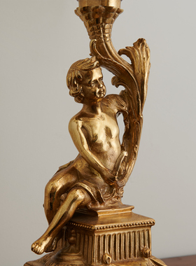 欧式法式精美雕刻复古天使装饰艺术烛台别墅客厅餐厅桌面奢华摆件