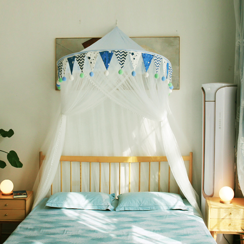 蚊帐家用儿童男孩落地宫廷免安装1米35/1.5m1.8床可拆洗防尘加密