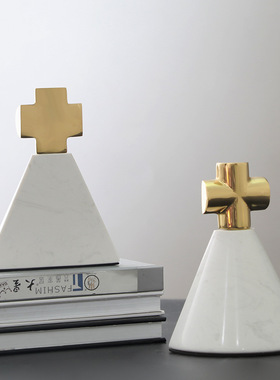 欧式简约书靠书立大理石书房书档桌面摆设样板房家居书柜饰品摆件