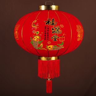过年新年大红绒布福字灯笼家用挂饰户外阳台装饰布置中国风吊灯