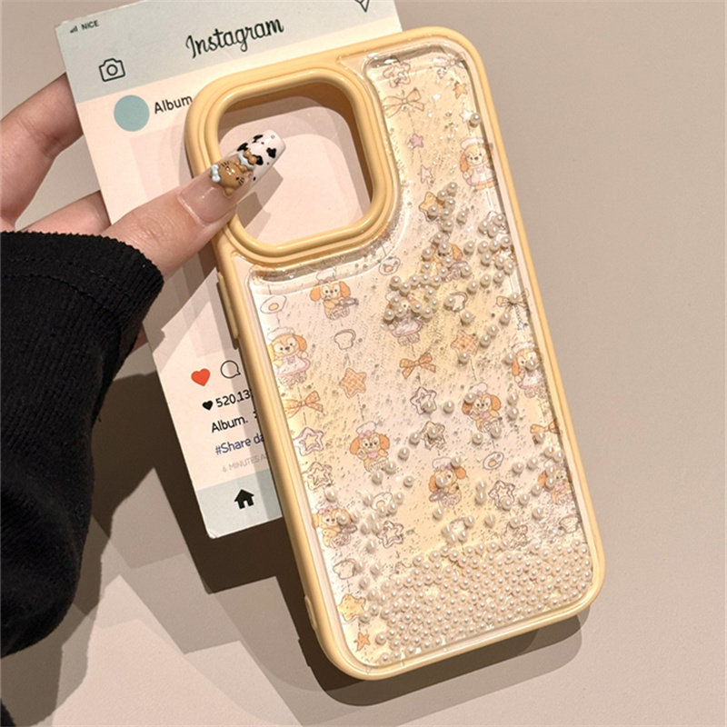 黄底风铃饼饼黄底风铃饼饼ins风少心粉色城堡流沙壳iPhone16promax手机壳新款iPhone14pm小众15pro防摔保护套