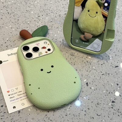 小清新硅胶立体雪梨茄子可爱ins风适用于iPhone17Pro全包苹果手机壳15pro女款高级感防摔苹果16proma韩系个性