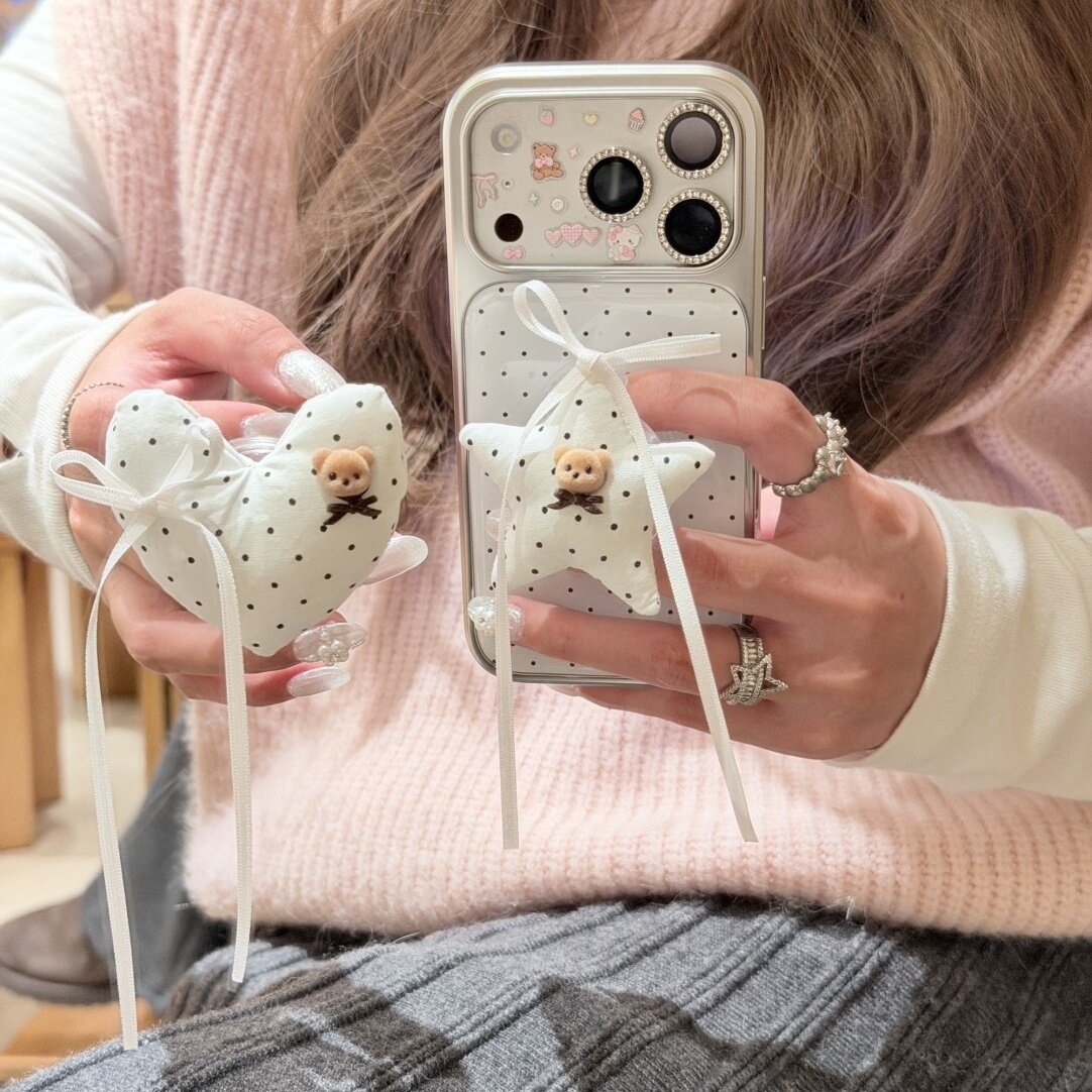 银边波点星星爱心支架适用iPhone17.16promax手机壳新款苹果15pro创意可爱14pro个性13pro小众防摔保护套女款,3C数码配件,手机保护套/壳,淘宝优惠券,粉丝福利购,淘宝优惠卷
