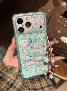 透色星星闪粉拼贴购物适用于iPhone1716promax手机壳15新款个性不撞壳14pro韩系网红女款13创意全包防摔15pro