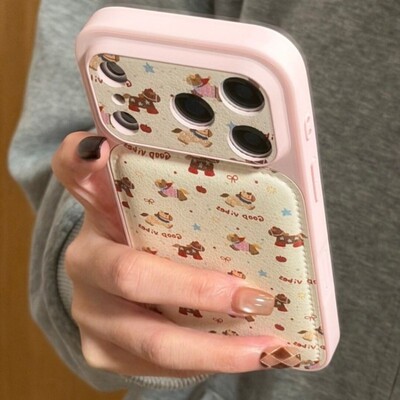先吉奶白红波点英文小马皮质苹果17promax手机壳iphone16151413网红潮