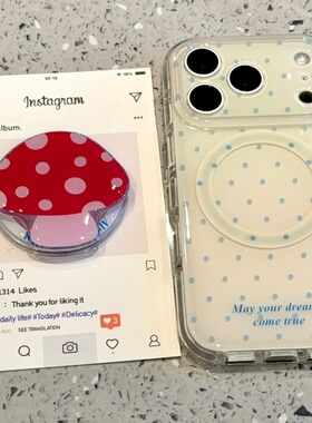简约可爱满屏波点蘑菇适用iphone17.16prmax新款手机壳简约苹果15promax高级14pro韩系13女潮ins风保护套软壳