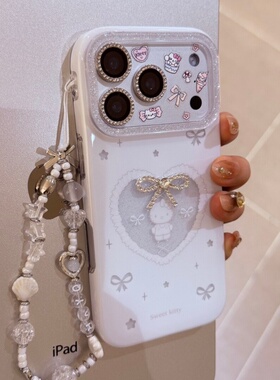 可爱闪粉猫挂绳适用iphone17.16prmax新款手机壳简约苹果15promax高级14pro韩系13女ins风保护套卡通女款闪钻