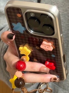 立体格纹适用于苹果1716promax手机壳小众可爱新款iPhone15pro创意古着少女14pro女款全包13防摔保护套小清新