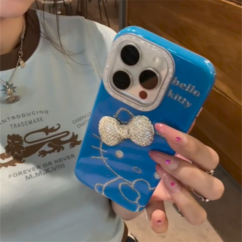 可爱闪粉线条猫咪手机壳