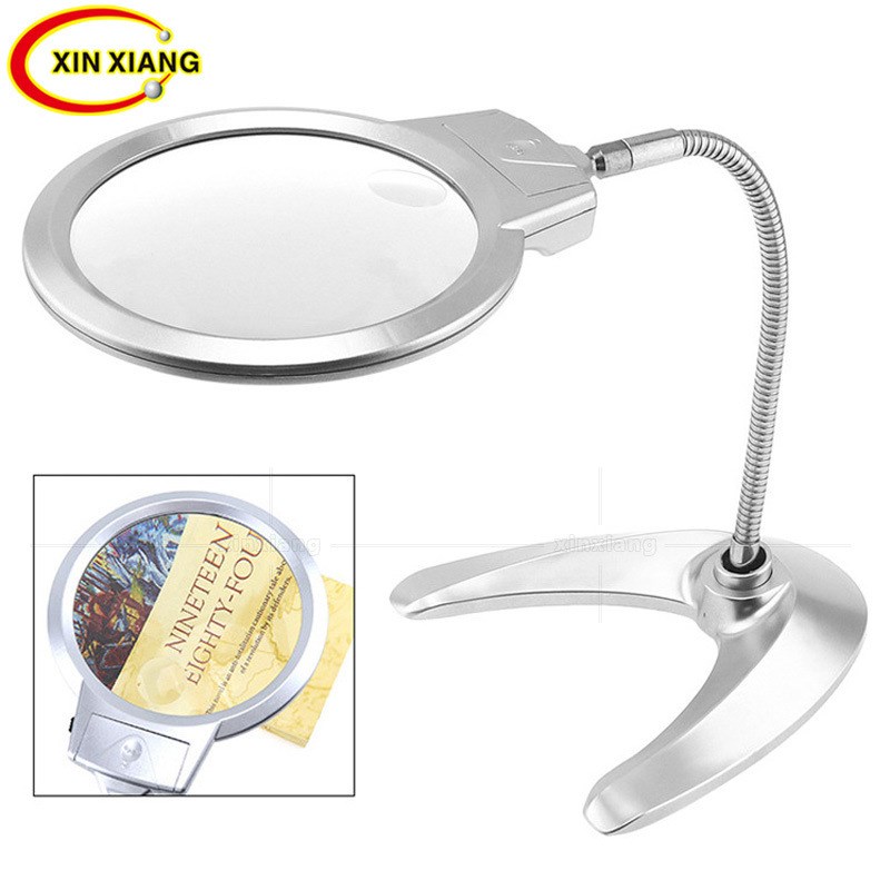 130mmLED灯双倍数金属软管可弯曲桌面台式阅读看书维修检测放大镜
