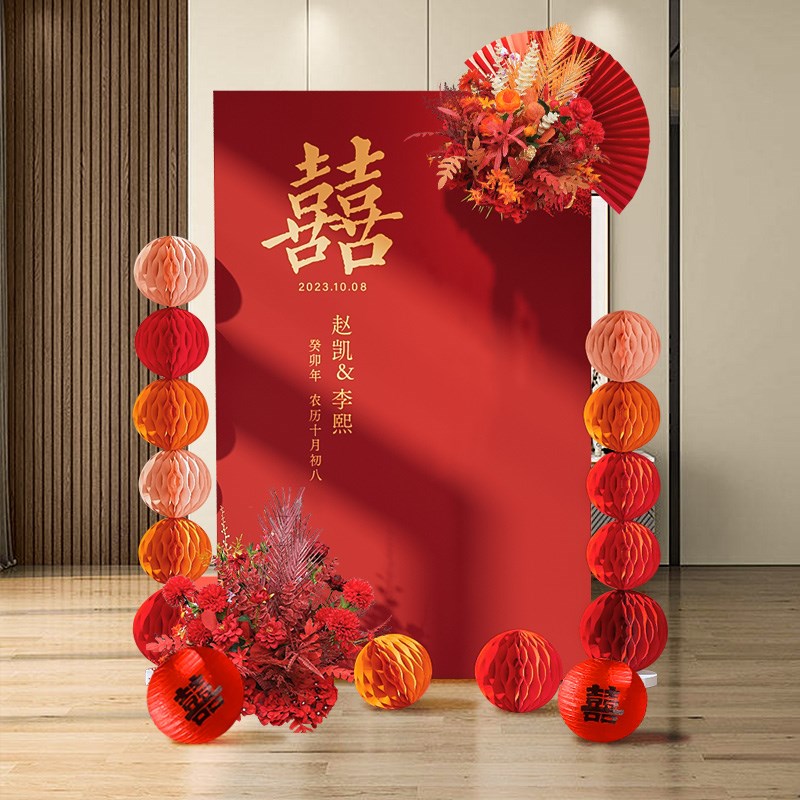 结婚布置吾家有喜立牌婚礼迎宾牌订婚背景kt板路引婚庆门口指示牌