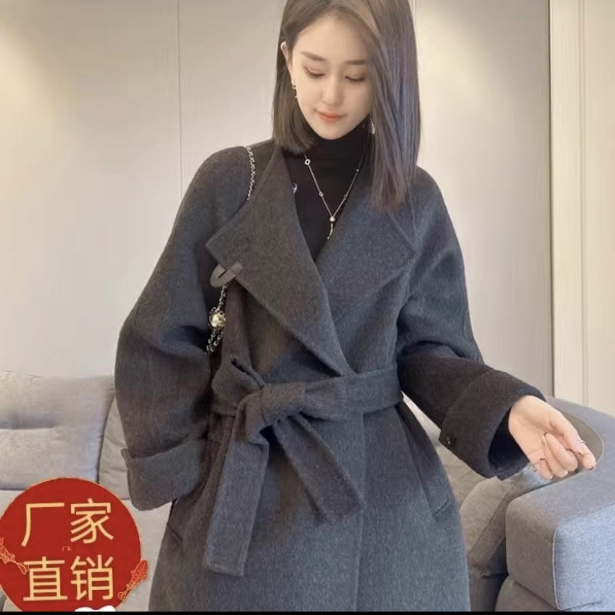 【微醺街角】秋冬新款短款双面羊毛大衣休闲气质高贵修身百搭外套
