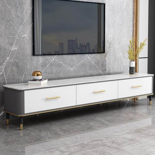 适用岩板茶几电视柜组合简约现代极简新款网红轻奢