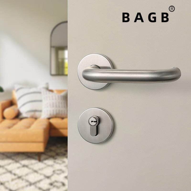 304不锈钢门锁室内静音房门锁卧室实木大压把执手锁静音锁把手