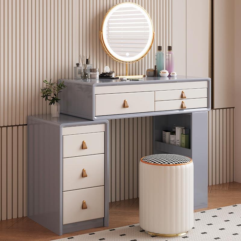 简约现代实木化妆梳妆台斗柜一体卧室房间小户型伸缩飘窗床尾柜