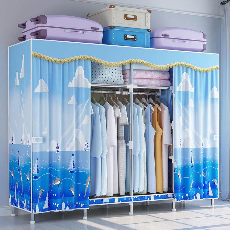 简易衣柜钢管布衣柜加粗加固收纳架组装衣橱单双人加厚非实木柜子