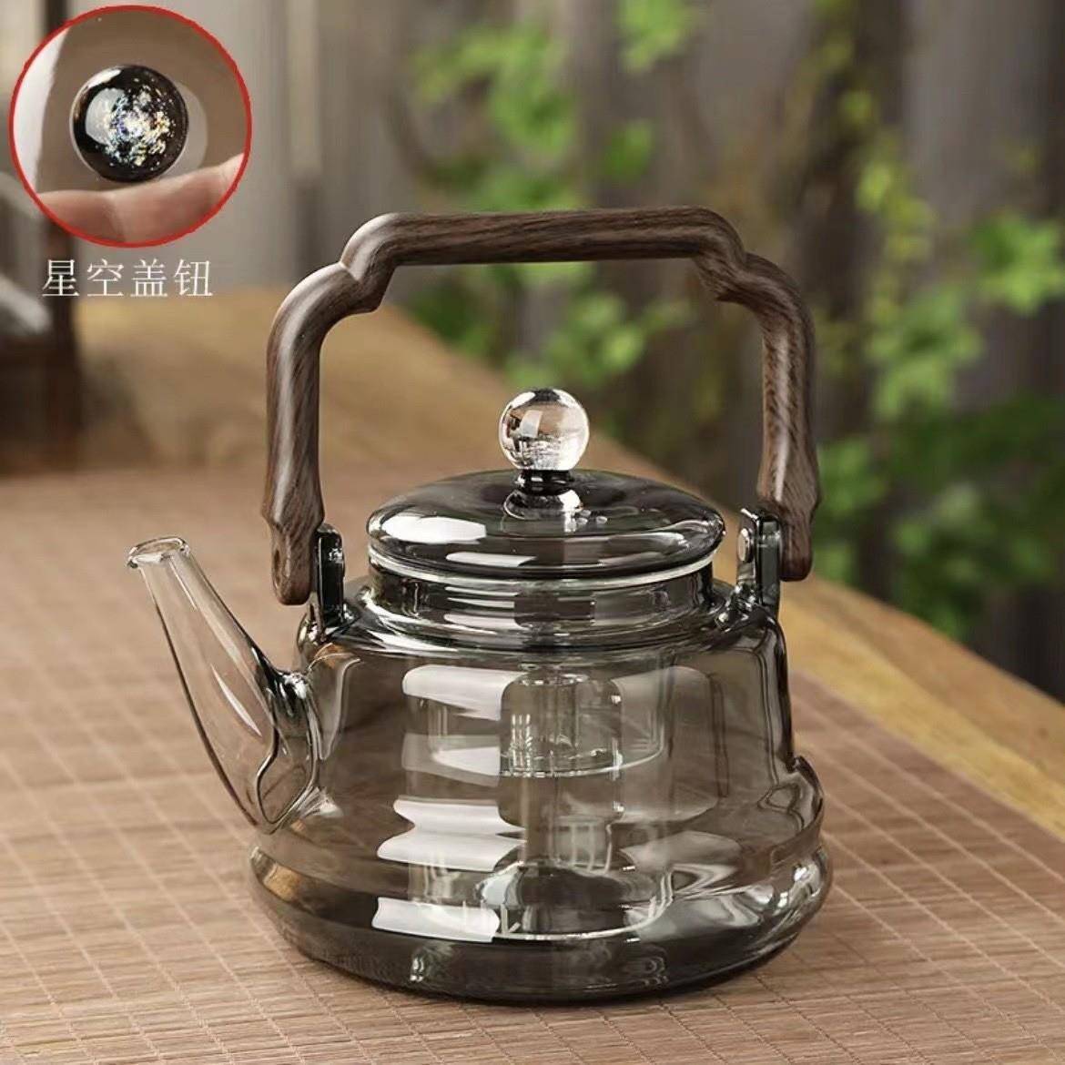 大容量耐热耐高温蒸煮两用玻璃茶壶烧水提梁壶电陶炉围炉煮茶器