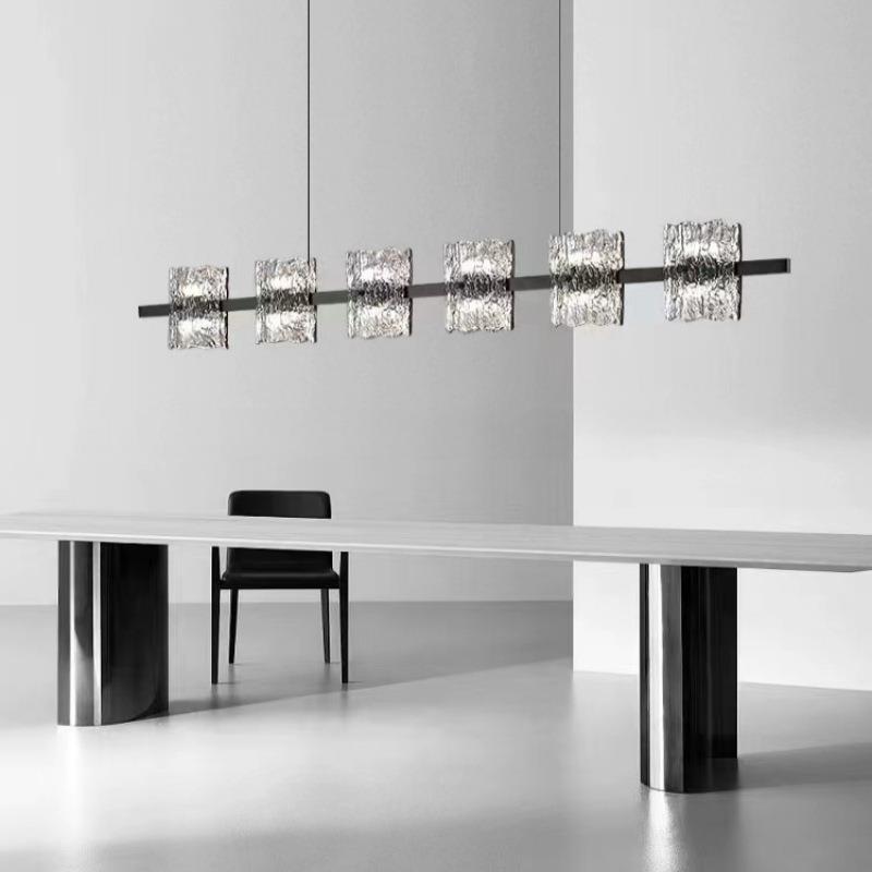 意式极简轻奢全铜餐厅吊灯现代设计个性长条厨房岛台吧台装饰吊灯