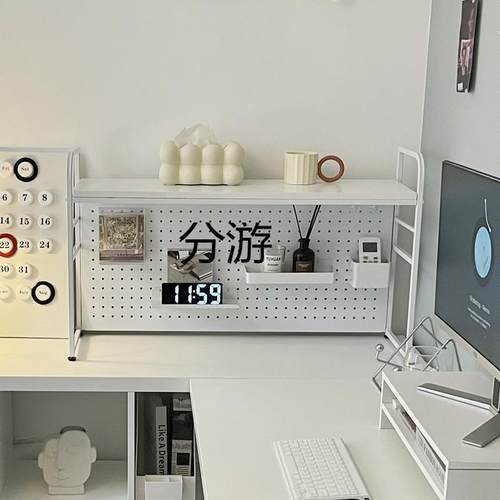 9C书架书桌收纳置物架桌面多层铁艺架子学生电脑桌桌上洞洞分游