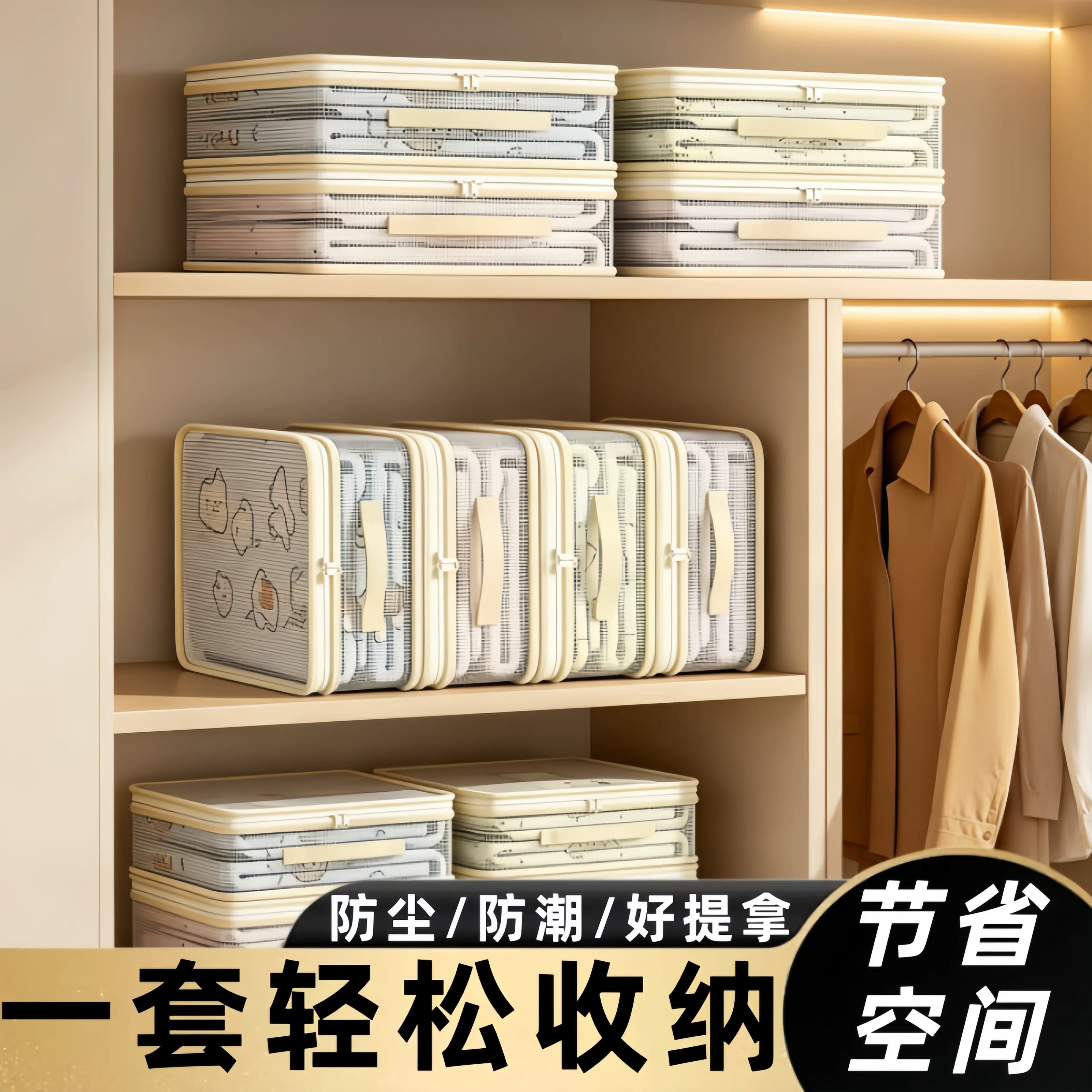 透明网纱四件套收纳袋家用大容量防尘防潮被子防尘袋衣柜整理收纳
