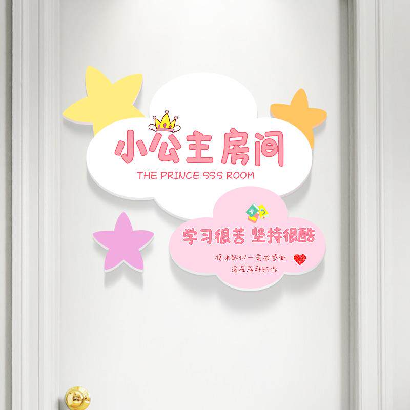 创意小公主房间装饰布置门贴3d挂女孩儿童房卧室门墙面墙贴