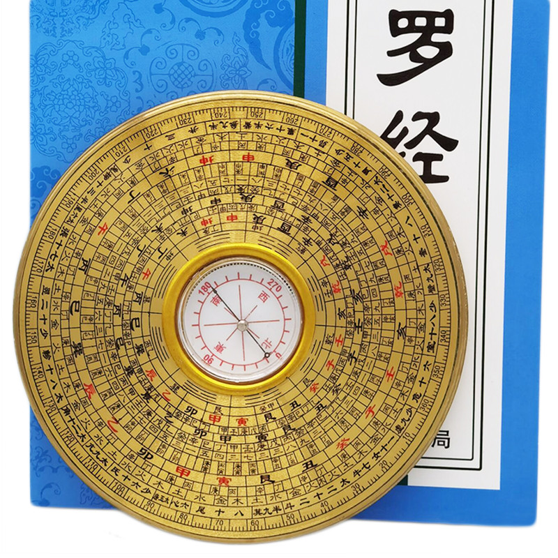 带盖罗盘正品纯铜随身携带指南针迷你小罗经仪专业高精度家居摆件
