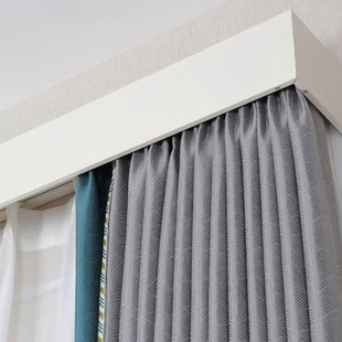 窗帘盒挡板装 家用轨道双滑道飘窗成品窗帘轨道盒子 饰一体顶装 侧装